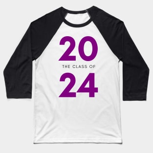 Class Of 2024. Simple Typography 2024 Design for Class Of/ Senior/ Graduation. Purple Baseball T-Shirt